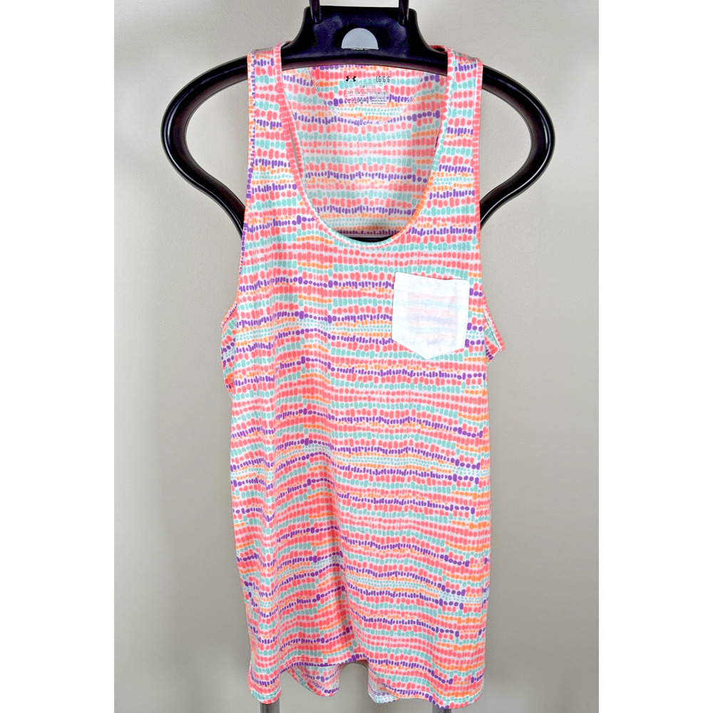 Under Armour Multicolor Heat Gear Semi Fitted Sleeveless Scoop Tank Top Womens L